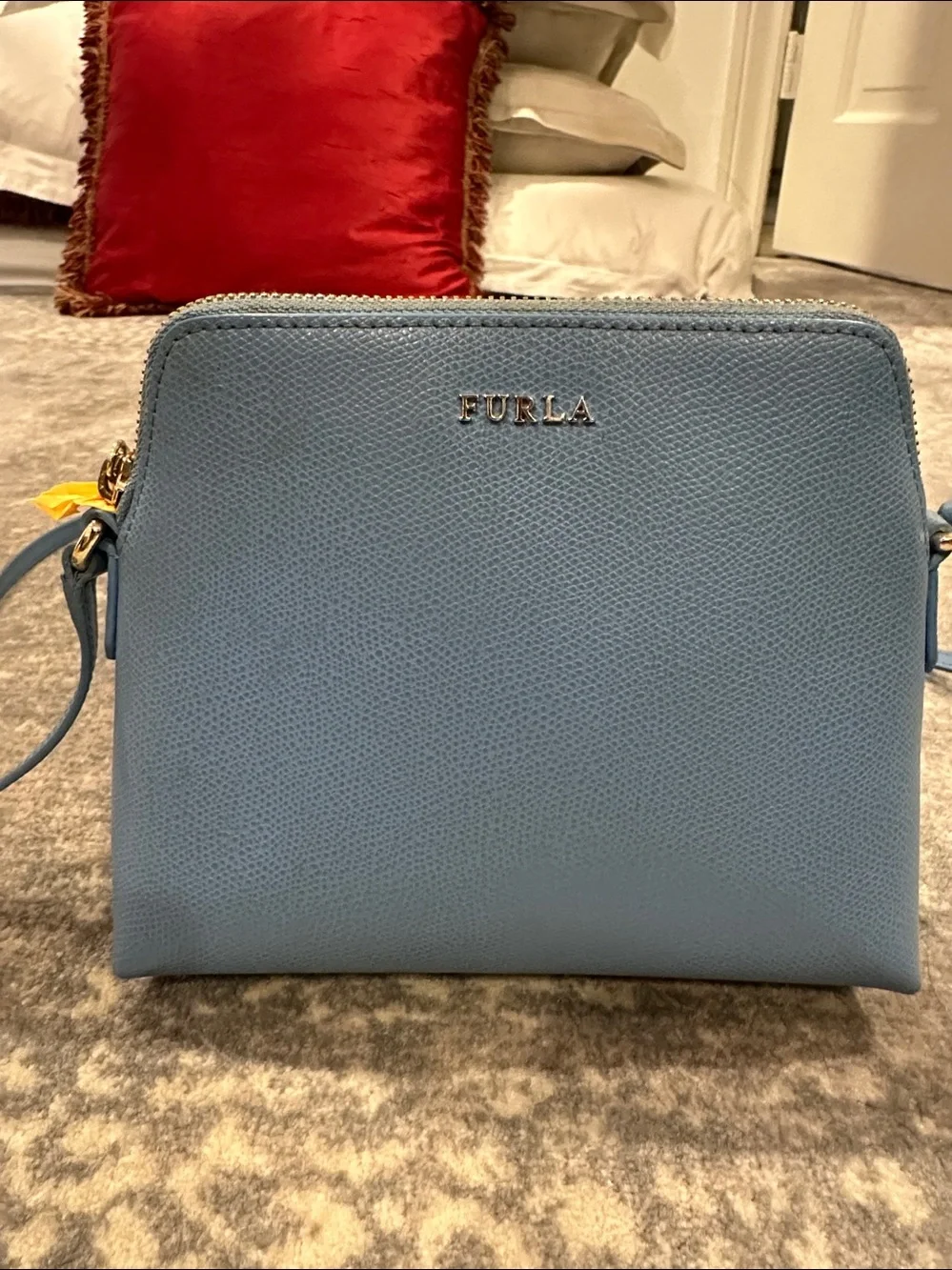 FURLA DENIM BLUE LEATHER CROSS BODY BAG